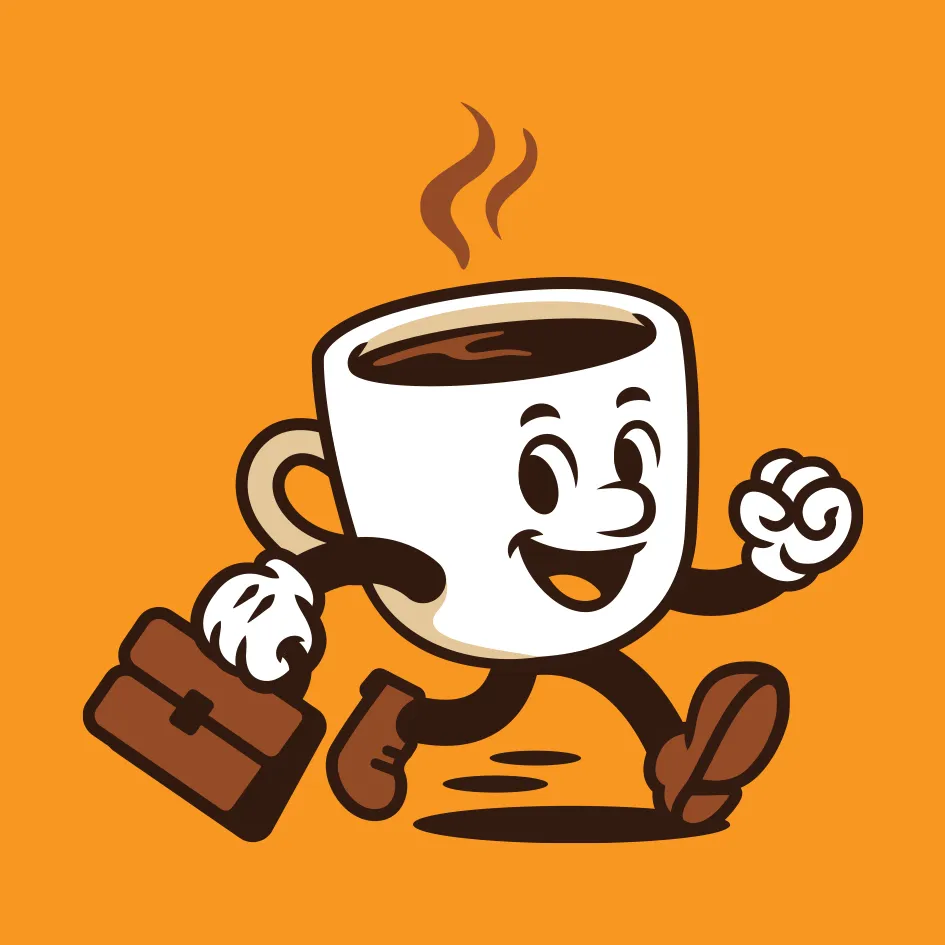 character-driven logo; retro mascot logo; coffee delivery logo