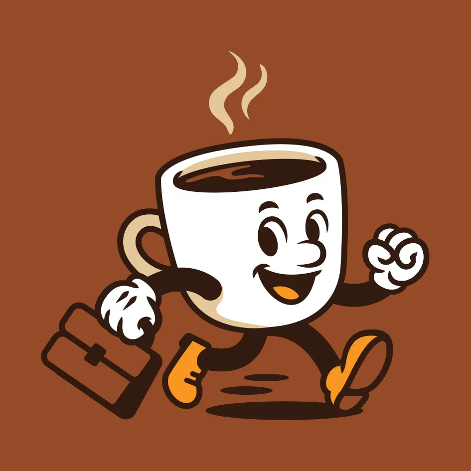 character-driven logo; retro mascot logo; coffee delivery logo