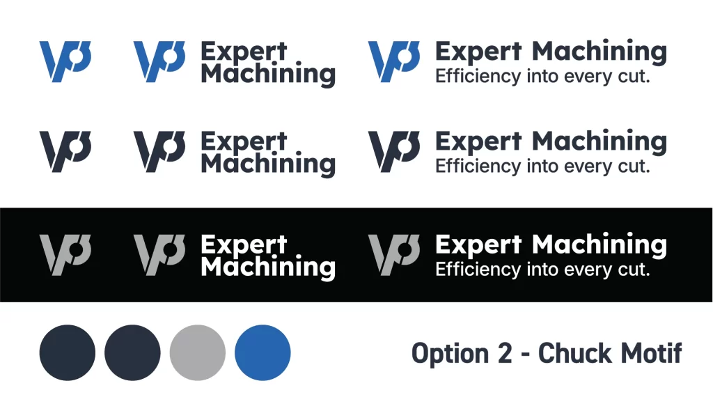 machining company branding concept inspired by CNC chuck and precision tooling